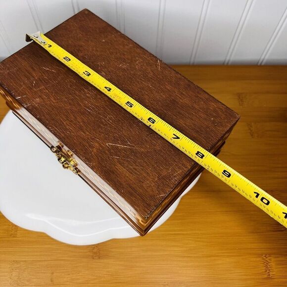 Vintage Rhinoceros Wood Bone? Inlay Jewelry Box Handcrafted Lined Red Velvet - Picture 12 of 14